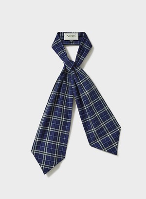 Recycled Italian Flannel Navy & Grey Check Modern Cravat from Neem London