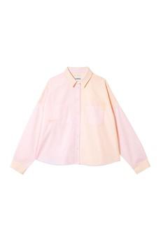 Lela Colourblock Shirt, Pastel Pink/ Orange Cotton via Saywood.