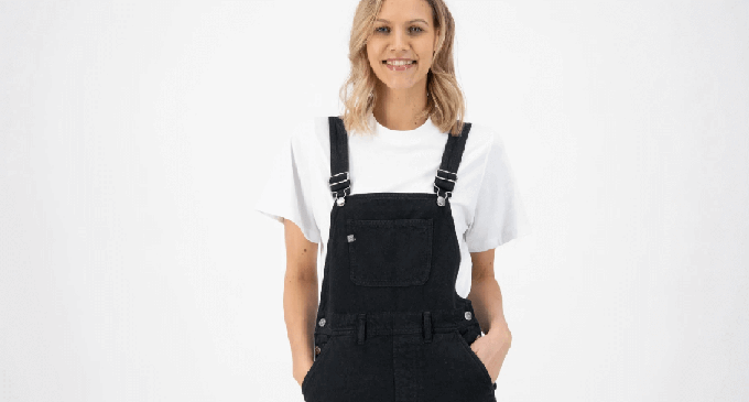 Sustainable cotton skirt dungaree girl