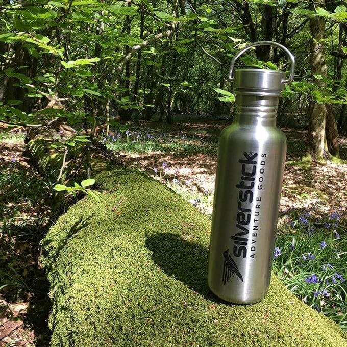 A reusable water bottle for sustainable hiking