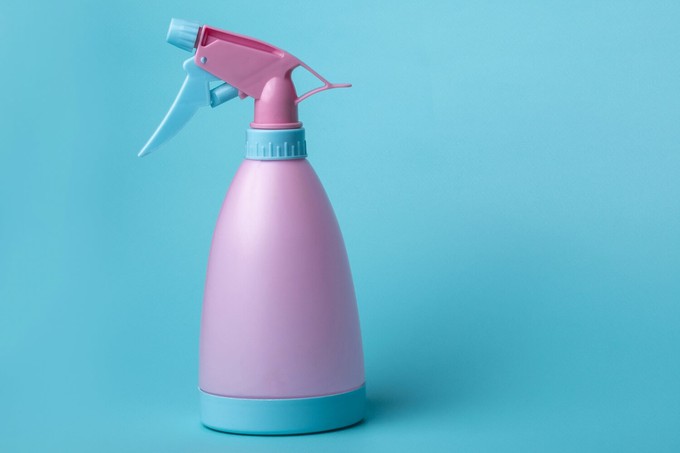 Bottle of homemade refreshener spray for clothes