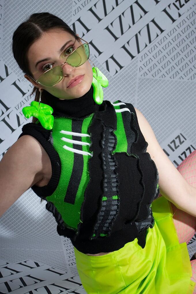 Maximalist top made with upcycled materials