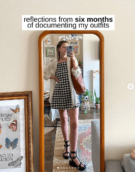 Sustainable fashion influencer documenting her outfits