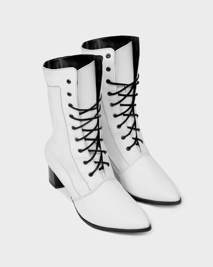 White vegan leather boots