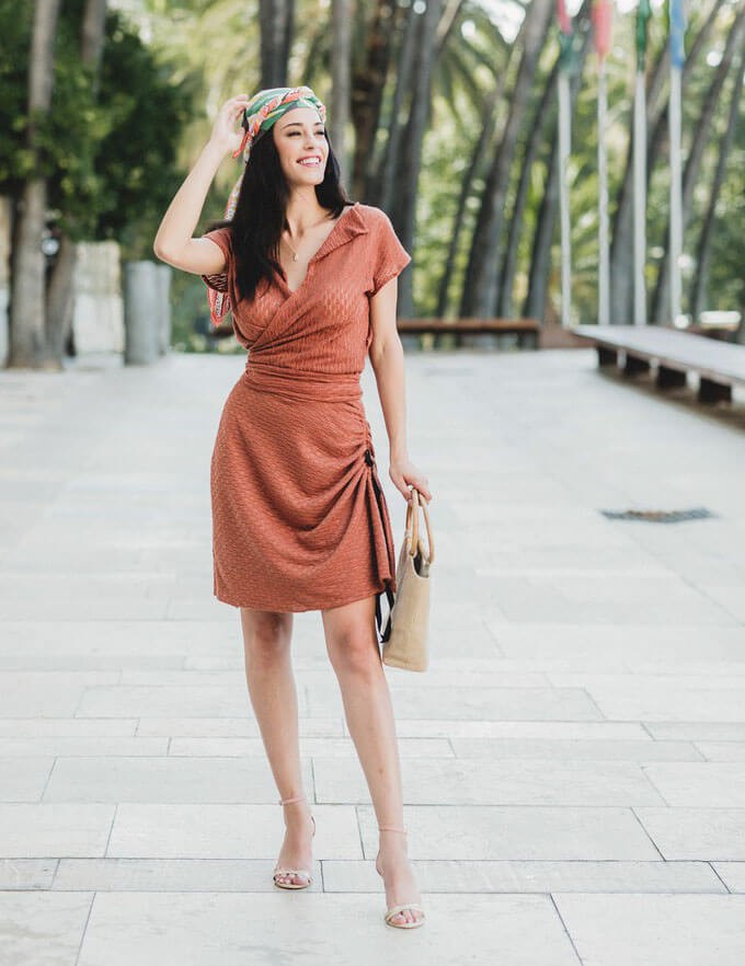 Woman wearing recycled polyester clothing