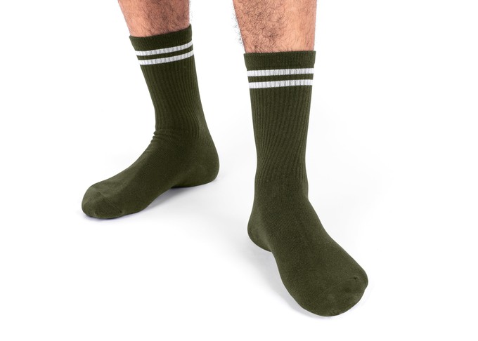 Striped Hemp Socks in Dark Green from 8000kicks