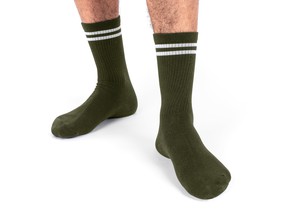 Striped Hemp Socks in Dark Green from 8000kicks