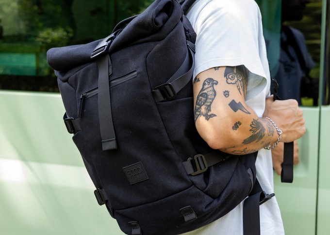 Nomad Hemp Rolltop Backpack in Full Black from 8000kicks