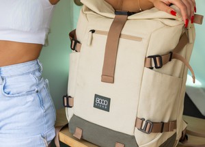 Nomad Hemp Rolltop Backpack in Beige and Green from 8000kicks