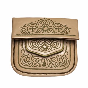 Embroidered Leather Berber Bag in Khaki from Abury