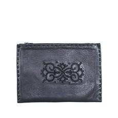 Embroidered Leather Pouch in Black from Abury