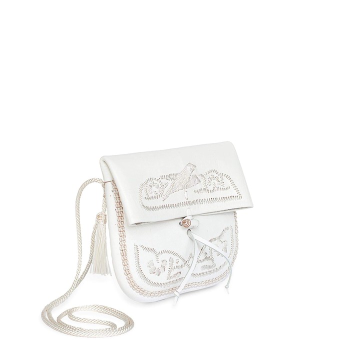Embroidered Mini Crossbody Bag in White from Abury