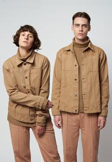 Organic cotton twill jacket JOU in brown via AFORA.WORLD