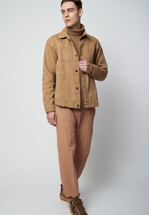 Organic cotton twill jacket JOU in brown from AFORA.WORLD