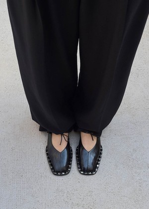 Sway Studs Rift Black Leather Ballet Flats from Alohas