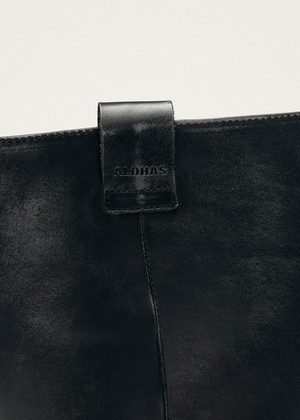 Sajan Vintage Effect Black Leather Boots from Alohas