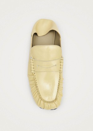 Aven Mule Patent Pale Yellow Leather Loafers from Alohas