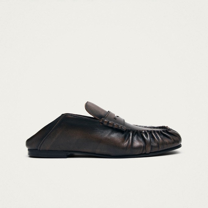 Aven Mule Vintage Effect Brown Leather Loafers from Alohas