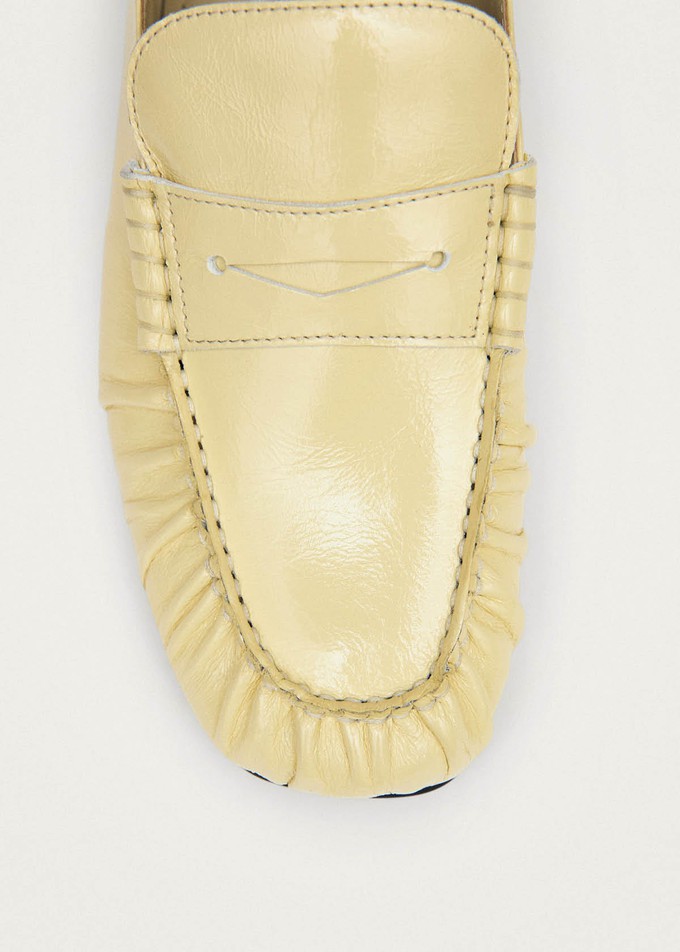 Aven Mule Patent Pale Yellow Leather Loafers from Alohas