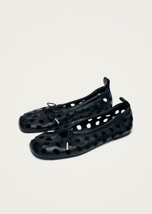 Rosalind Cut Out Black Leather Ballet Flats from Alohas