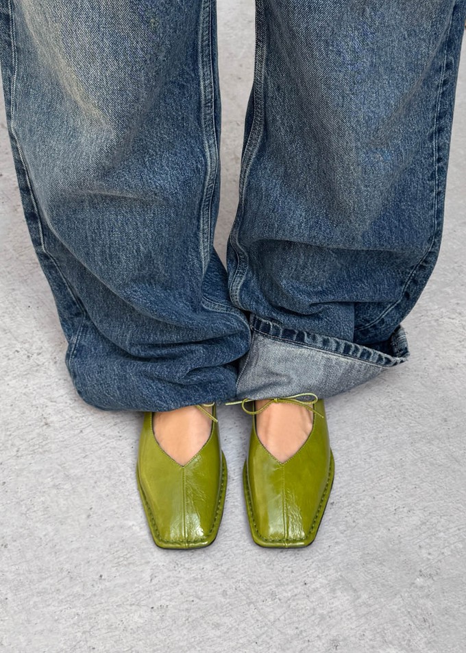 Sway Patent Green Leather Ballet Flats from Alohas