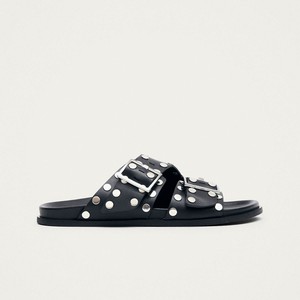 Alba Studs Black Leather Sandals from Alohas