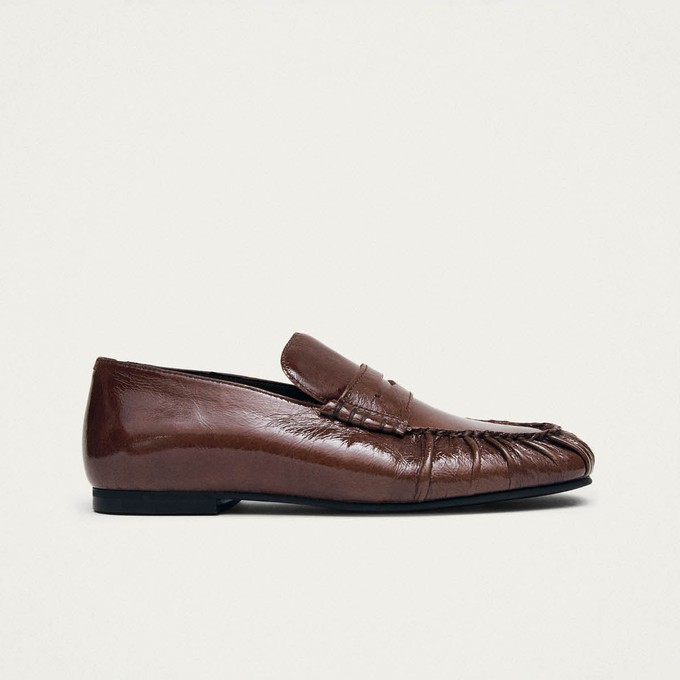 Aven Patent Brown Leather Loafers from Alohas