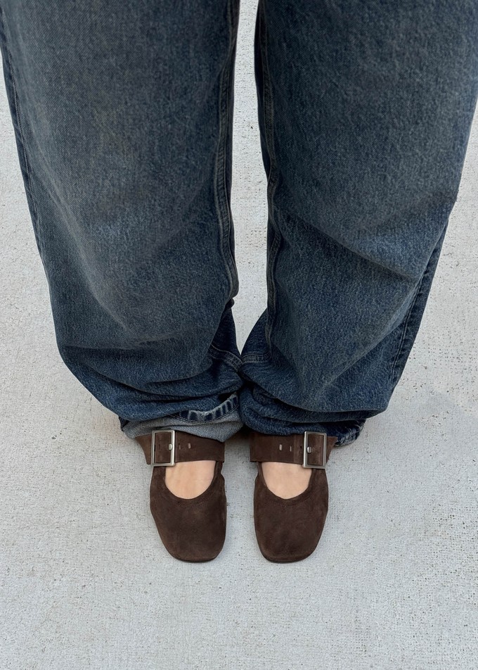 Sarea Suede Brown Leather Ballet Flats from Alohas
