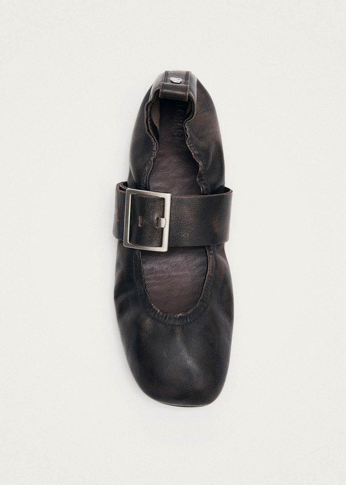 Sarea Vintage Effect Brown Leather Ballet Flats from Alohas