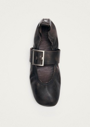 Sarea Vintage Effect Brown Leather Ballet Flats from Alohas