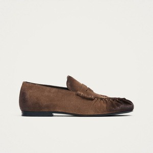 Aven Vintage Effect Suede Brown Leather Loafers from Alohas