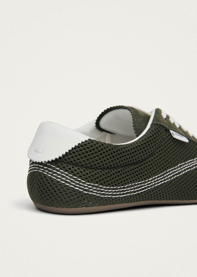 Tb.267 Welle Mesh Olive Green Leather Sneakers from Alohas