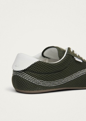 Tb.267 Welle Mesh Olive Green Leather Sneakers from Alohas