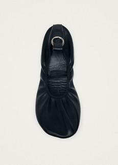 Naira Barefoot Black Leather Ballet Flats via Alohas