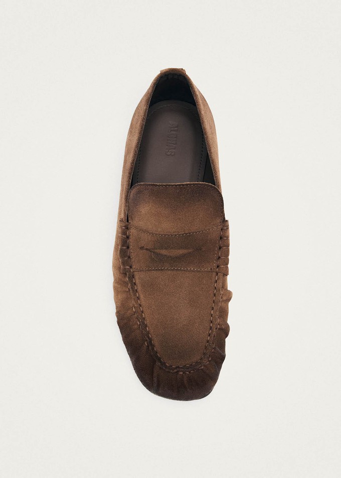 Aven Vintage Effect Suede Brown Leather Loafers from Alohas