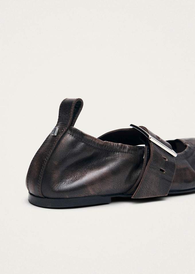 Sarea Vintage Effect Brown Leather Ballet Flats from Alohas