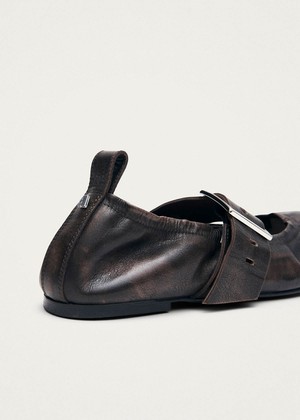 Sarea Vintage Effect Brown Leather Ballet Flats from Alohas