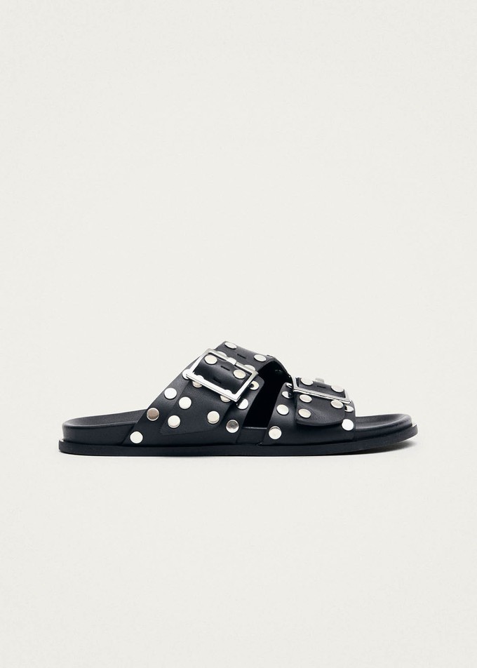 Alba Studs Black Leather Sandals from Alohas