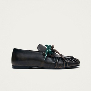 Aven Lace Vintage Effect Brown Leather Loafers from Alohas