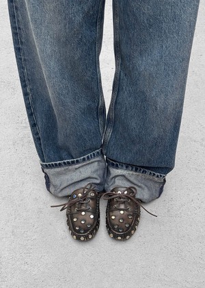 Calum Vintage Effect Brown Leather Loafers from Alohas