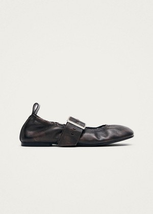 Sarea Vintage Effect Brown Leather Ballet Flats from Alohas