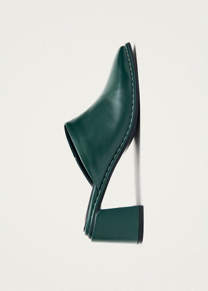 Lex Dark Green Leather Mules from Alohas