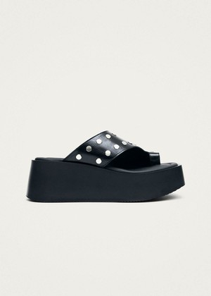 Nova Studs Black Leather Sandals from Alohas