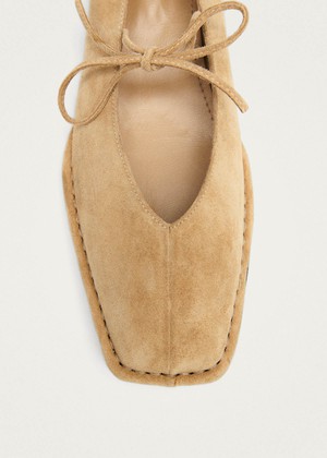 Sway Suede Beige Leather Ballet Flats from Alohas
