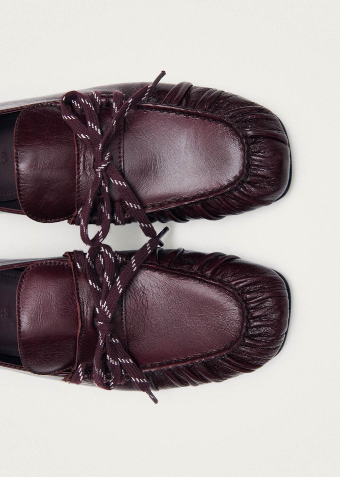 Aven Lace Rift Burgundy Leather Loafers from Alohas
