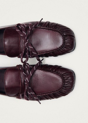 Aven Lace Rift Burgundy Leather Loafers from Alohas