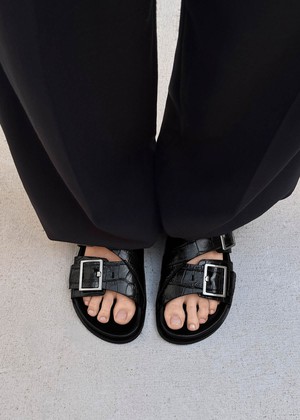Alba Alli Black Leather Sandals from Alohas