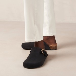 Travis Black Leather Mules from Alohas