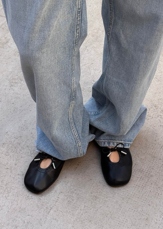 Rosalind Black Vegan Leather Ballet Flats from Alohas