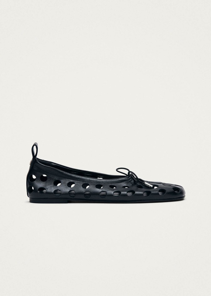 Rosalind Cut Out Black Leather Ballet Flats from Alohas